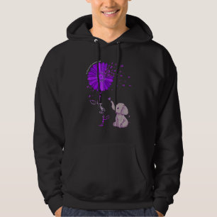 Hope Fight Cure Purple Flower Elephant Alzheimer's Hoodie