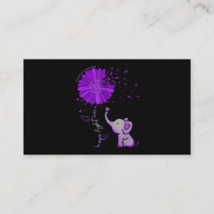 Hope Fight Cute Elephant Alzheimer's Purple Ribbon Business Card