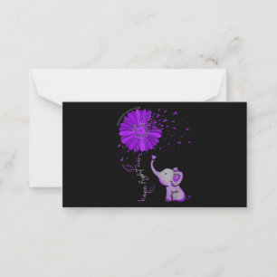 Hope Fight Cute Elephant Alzheimer's Purple Ribbon Card