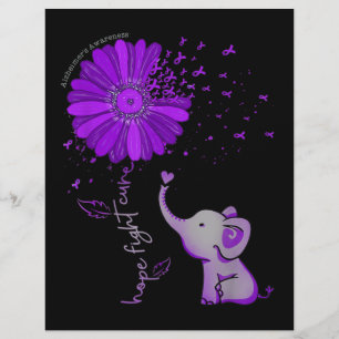 Hope Fight Cute Elephant Alzheimer's Purple Ribbon Flyer