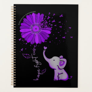 Hope Fight Cute Elephant Alzheimer's Purple Ribbon Planner