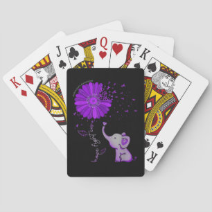 Hope Fight Cute Elephant Alzheimer's Purple Ribbon Playing Cards