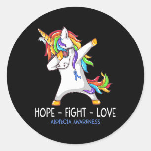 Hope Fight Love Alopecia Awareness Support Alopeci Classic Round Sticker