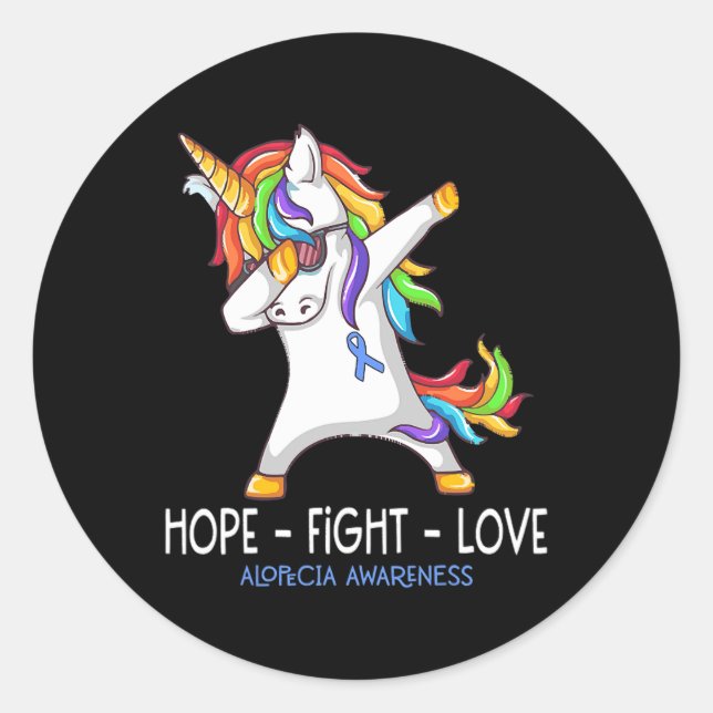 Hope Fight Love Alopecia Awareness Support Alopeci Classic Round Sticker (Front)