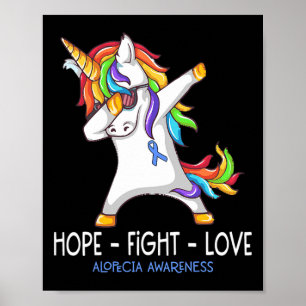 Hope Fight Love Alopecia Awareness Support Alopeci Poster