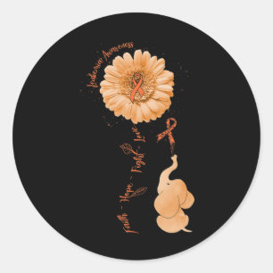 Hope Fight Love Elephant Sunflower Leukaemia Aware Classic Round Sticker