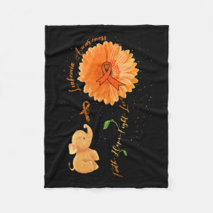 Hope Fight Love Elephant Sunflower Leukaemia Aware Fleece Blanket