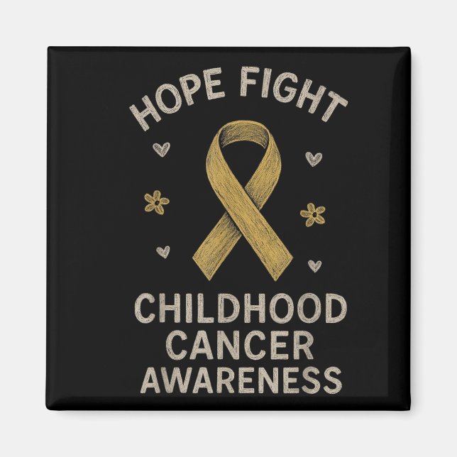 Hope Fight Shirt Childhood Cancer Awareness Golden Magnet (Front)