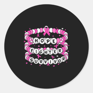 Hope Fighter Survivor Pink Breast Cancer Friendshi Classic Round Sticker