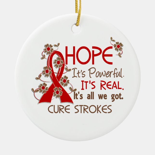Hope Flower Ribbon Strokes Ceramic Tree Decoration (Front)