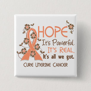 Hope Flower Ribbon Uterine Cancer 15 Cm Square Badge