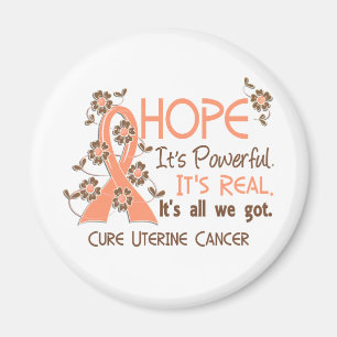 Hope Flower Ribbon Uterine Cancer Magnet