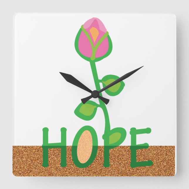 Hope flowers from seeds planted square wall clock (Front)