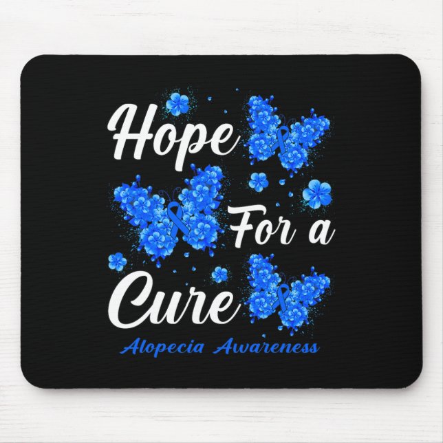 Hope For A Cure Alopecia Awareness Butterfly  Mouse Pad (Front)