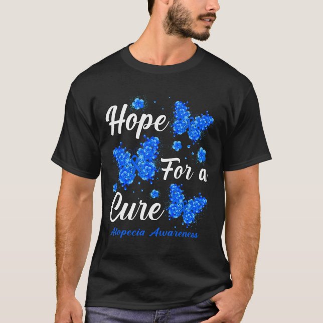 Hope For A Cure Alopecia Awareness Butterfly  T-Shirt (Front)