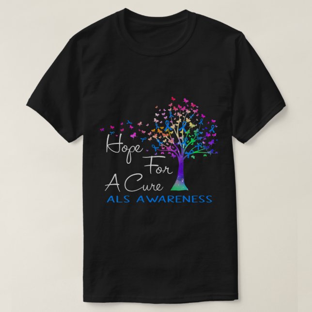 Hope For A Cure ALS Awareness Tree Ribbon T-Shirt (Design Front)