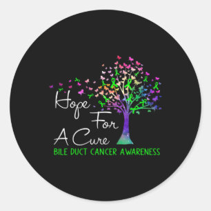 Hope For A Cure Bile Duct Cancer Awareness Tree Ri Classic Round Sticker