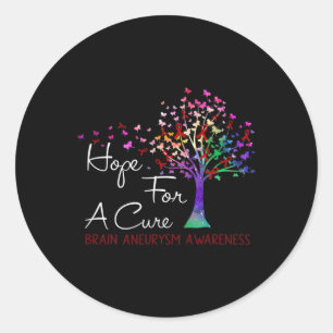 Hope For A Cure Brain Aneurysm Awareness Tree Ribb Classic Round Sticker