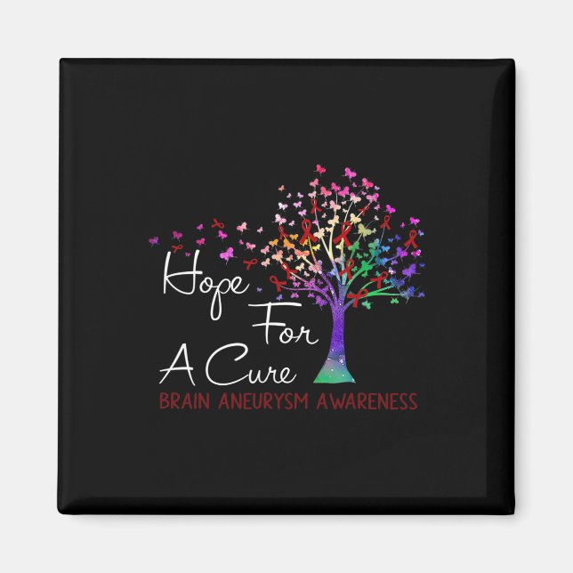 Hope For A Cure Brain Aneurysm Awareness Tree Ribb Magnet (Front)