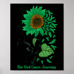 Hope For A Cure Cat And Sunflower Bile Duct Cancer Poster