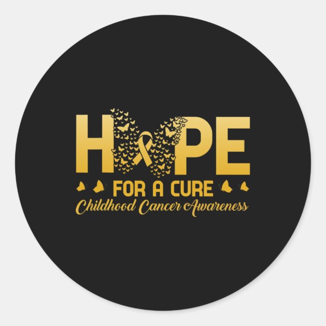 Hope For A Cure Childhood Cancer Awareness Butterf Classic Round Sticker (Front)