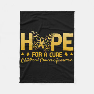 Hope For A Cure Childhood Cancer Awareness Butterf Fleece Blanket
