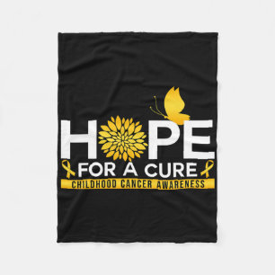 Hope For A Cure Childhood Cancer Awareness Butterf Fleece Blanket