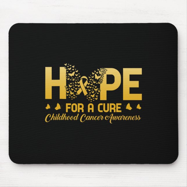 Hope For A Cure Childhood Cancer Awareness Butterf Mouse Pad (Front)