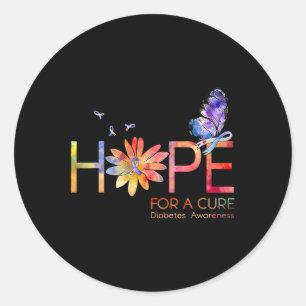 Hope For A Cure Diabetes Awareness Butterfly Sunfl Classic Round Sticker