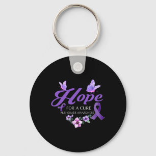 Hope For A Cure Heimerheimer Awareness Flower Key Ring