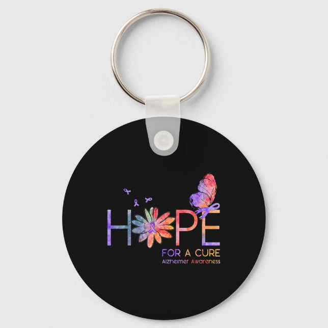 Hope For A Cure Heimerheimer Awareness Gift  Key Ring (Front)