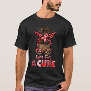 Hope For A Cure HIV AIDS Awareness Afro Messy Bun T-Shirt