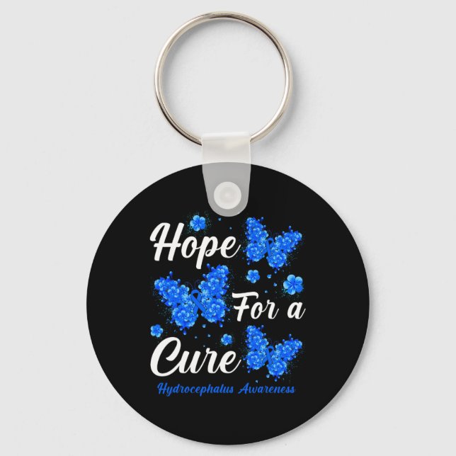 Hope For A Cure Hydrocephalus Awareness Butterfly  Key Ring (Front)