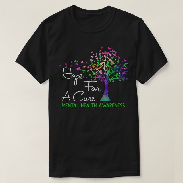 Hope For A Cure Mental Health Awareness Tree Ribbo T-Shirt (Design Front)