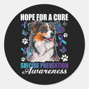 Hope For A Cure Suicide Prevention Awareness Dog & Classic Round Sticker