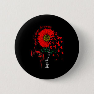 Hope For A Cure Sunflower Black Cat Heart Disease 6 Cm Round Badge
