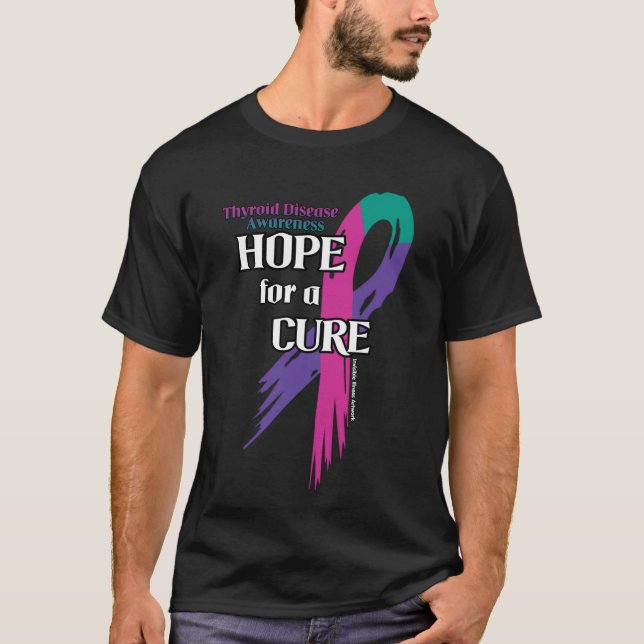 Hope for a Cure/Torn Ribbon...Thyroid Disease T-Shirt (Front)