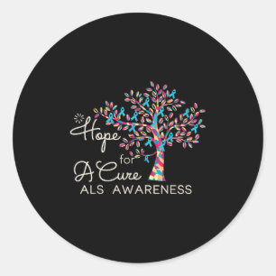 Hope For A Cure Tree Ribbon Blue Als Awareness Sup Classic Round Sticker