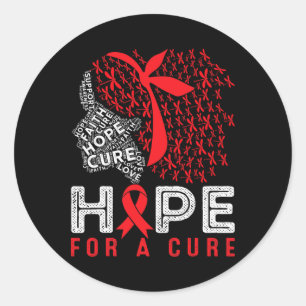Hope For Cure Dragonfly Red Ribbon Messy Hair Hiv Classic Round Sticker
