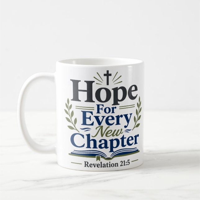 Hope For Every New Chapter Scripture Quote Coffee Mug (Left)