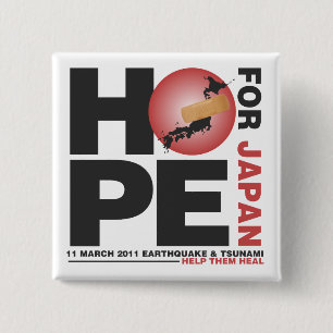 HOPE FOR JAPAN - HELP THEM HEAL 15 CM SQUARE BADGE