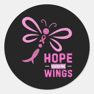 Hope Gives Me Wings Butterfly Breast Cancer Awaren Classic Round Sticker