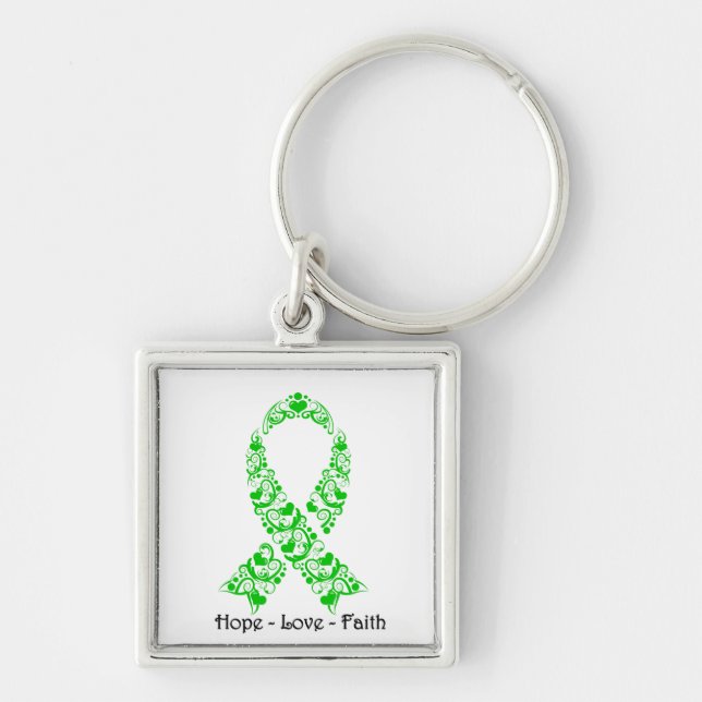 Hope Green Awareness Ribbon Key Ring (Front)