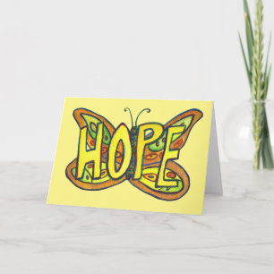 Hope Green Butterfly Art Note to Greeting Cards