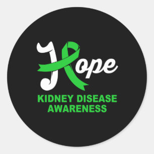 Hope Green Kidney Disease Awareness Classic Round Sticker