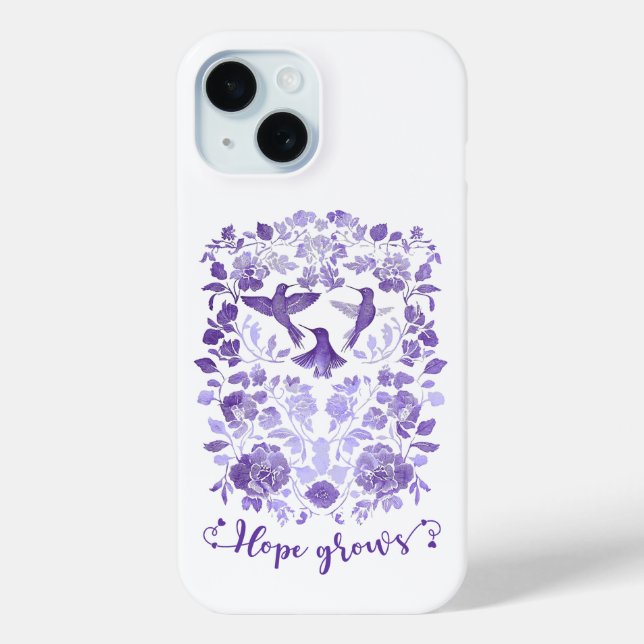 Hope Grows – Lavender Linocut Bird Inspirational Case-Mate iPhone Case (Back)