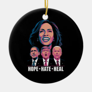Hope Hate Heal Rise Kamala 2024 Ceramic Ornament