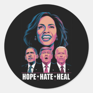 Hope Hate Heal Rise Kamala 2024 Classic Round Sticker