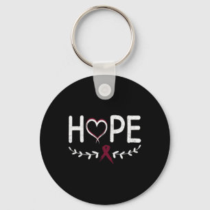 Hope Heart Burgundy Ribbon Brain Aneurysm Key Ring
