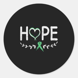 Hope Heart Green Ribbon Liver Cancer Classic Round Sticker